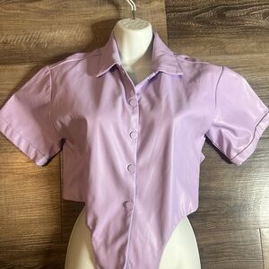 Lucy Paris Lavender Women's Faux Leather Top
